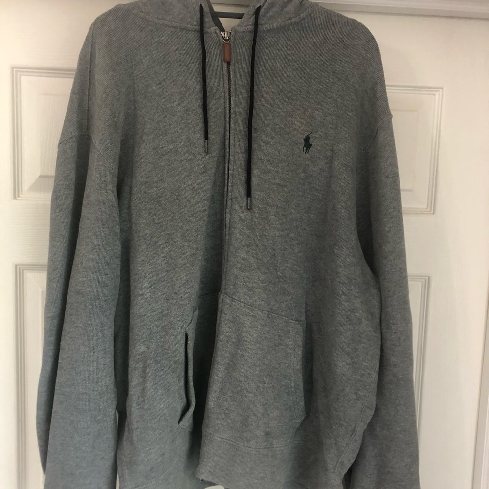 Gray Ralph Lauren Polo cotton zip up hooded Jacket